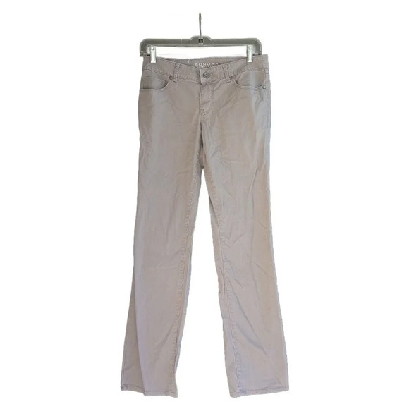 Sonoma Lifestyle Gray Mid Rise Straight Leg Khaki Pants Sz 2 Avg - Picture 1 of 5